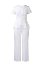 Short Sleeve Asymmetric Blazer Trouser Set Lavish Daily
