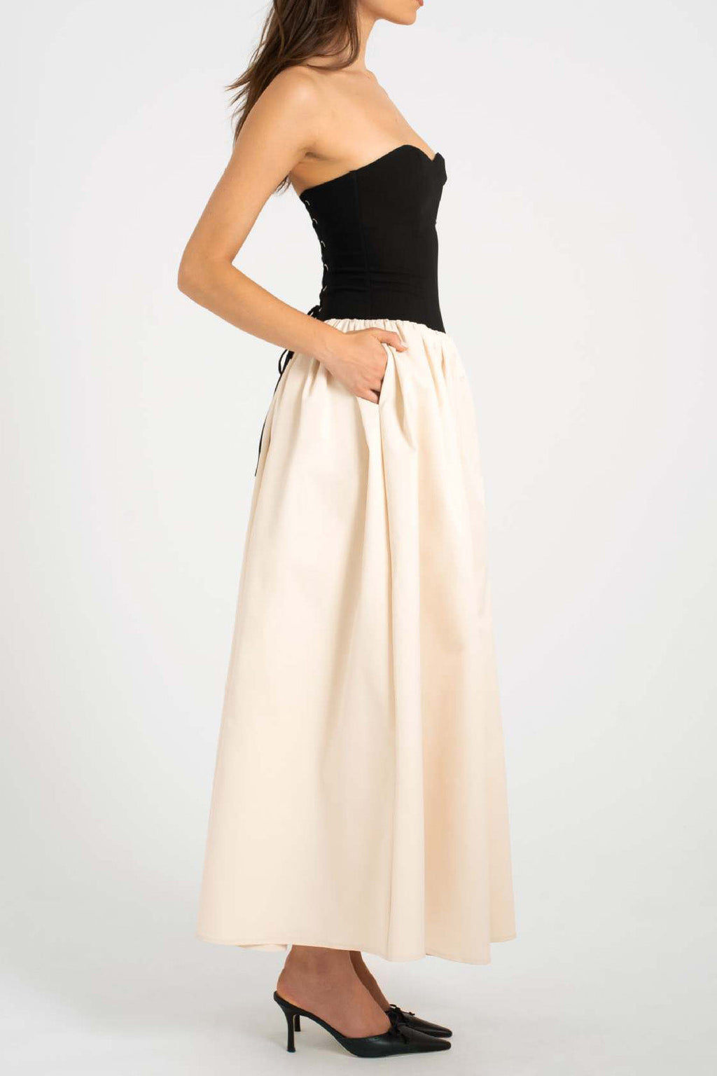 Colorblock Strapless Sleeveless Dress Lavish Daily