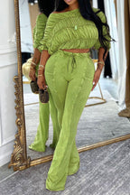 Ruched Crop Top and Lounge Pant Set Lavish Daily