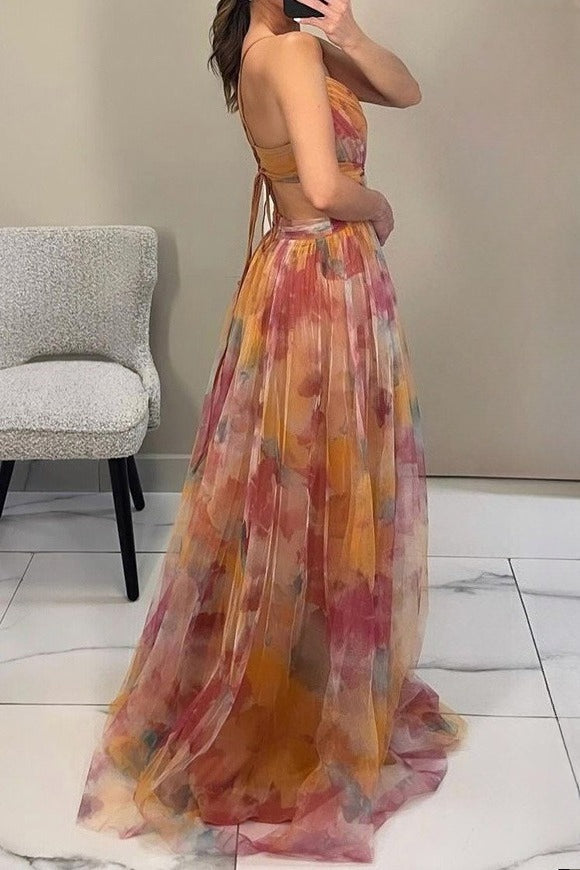 Mesh Floral Print Cami Dress Lavish Daily