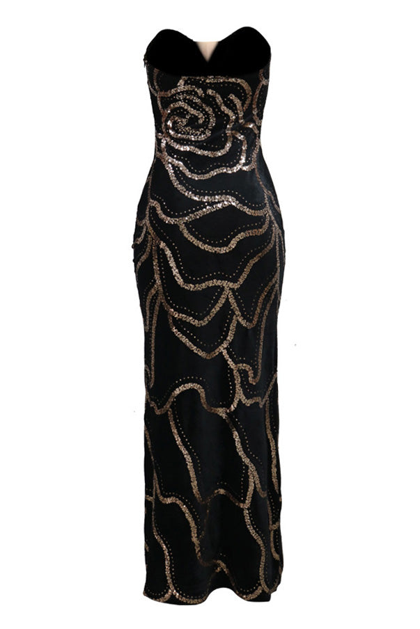 Elegant V-Neck Strapless Evening Gown Lavish Daily