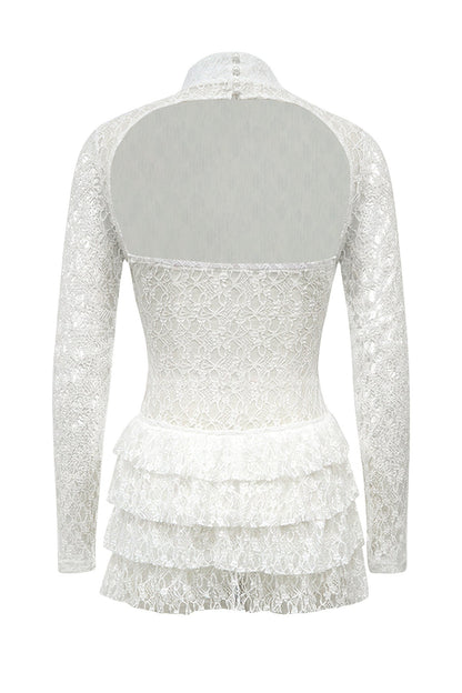 Long Sleeve Lace Ruffle Romper Lavish Daily