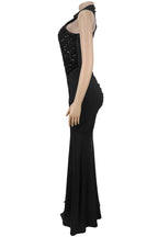 Sequin Ruffle Halter Maxi Dress LavishDaily