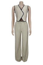 V-Neck Button Top & Pants Two-Piece Set Lavish Daily