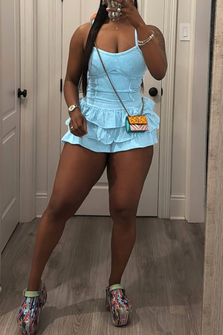 Washed Camisole and Ruffle Skort Set Lavish Daily