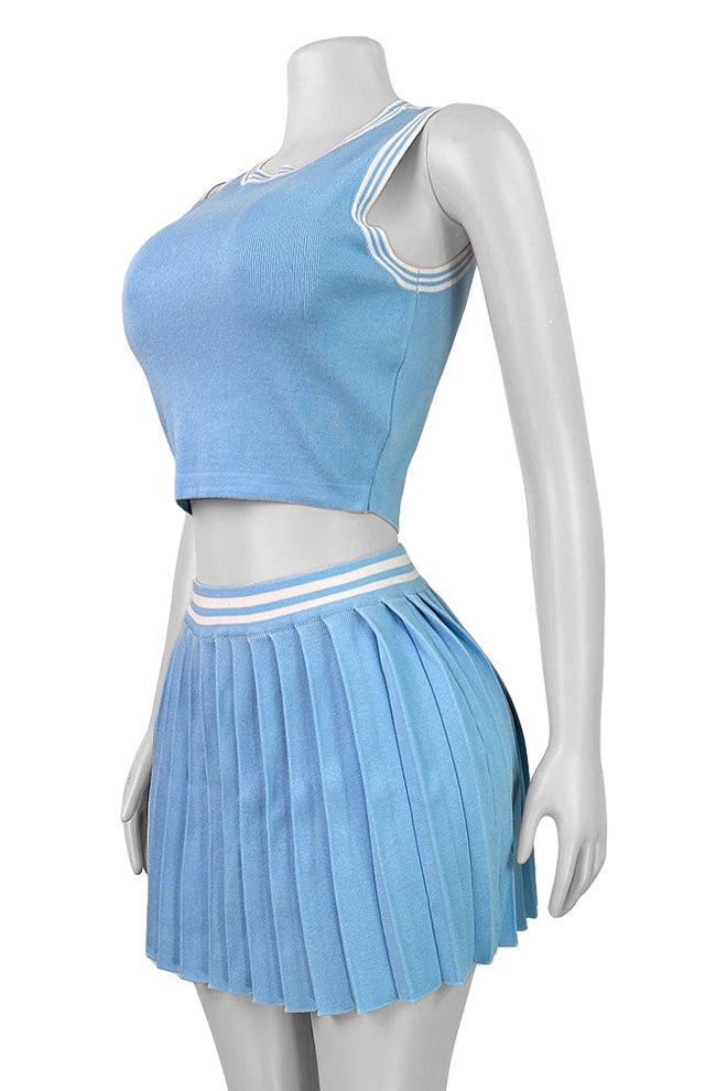 Sleeveless Crop Top and Pleated Skirt Set Lavish Daily