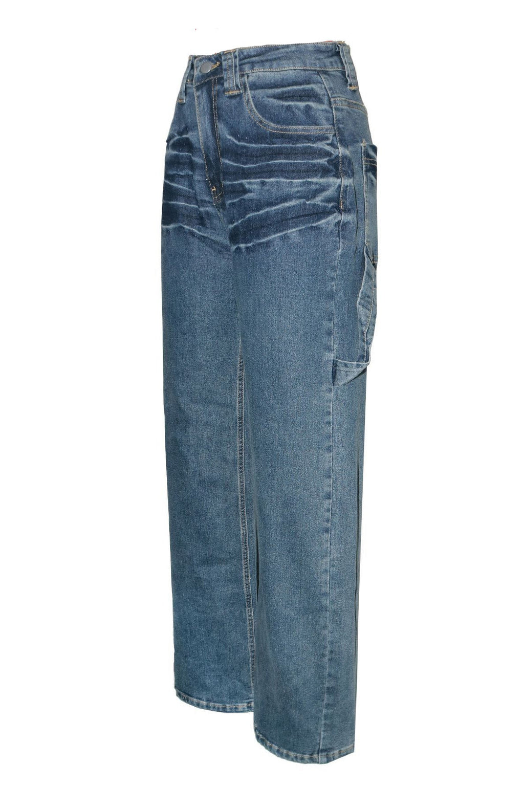 Vintage Wash Straight Leg Blue Jeans Lavish Daily