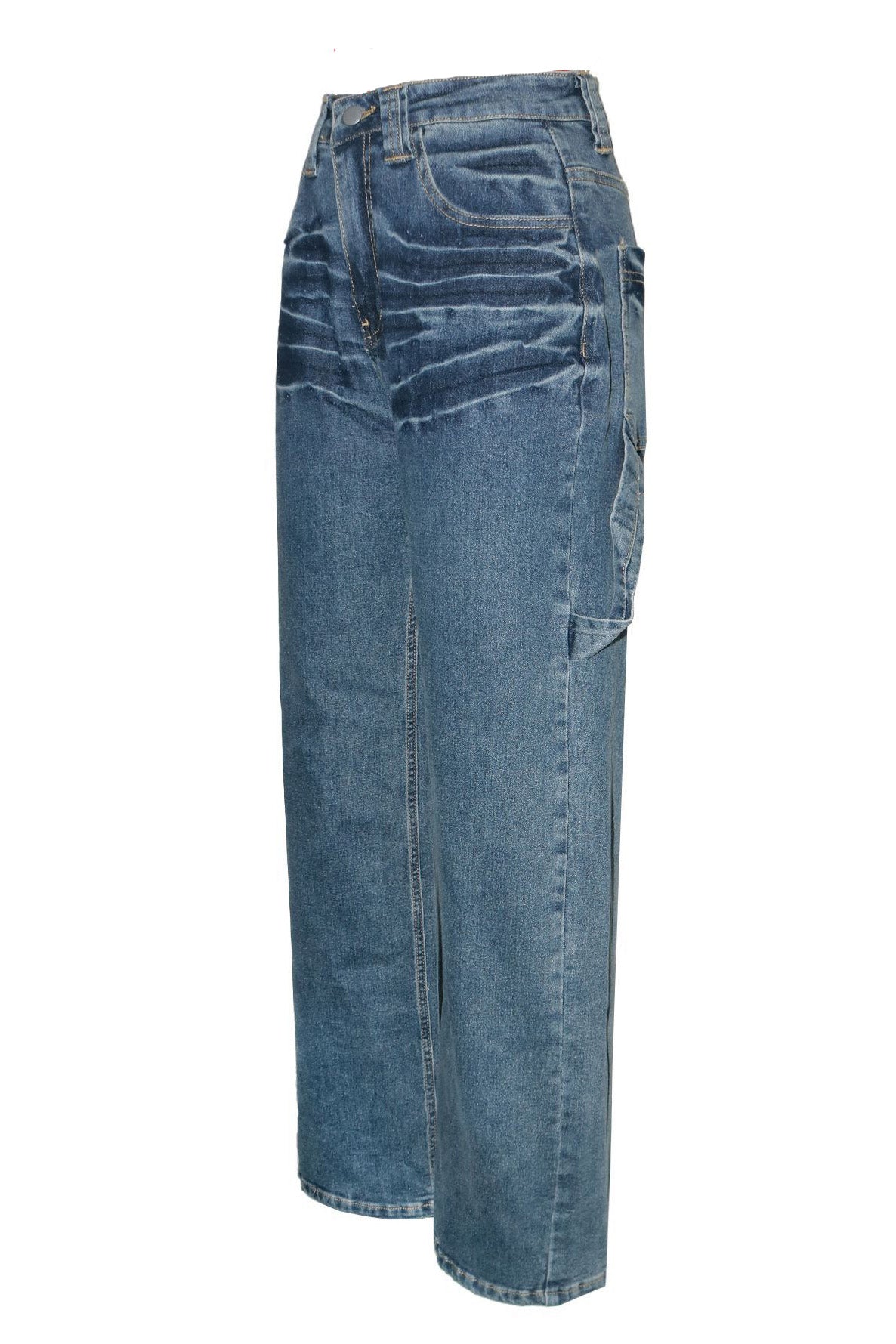 Vintage Wash Straight Leg Blue Jeans Lavish Daily