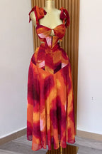 Tie Shoulder Cut-out Maxi Dress Lavish Daily
