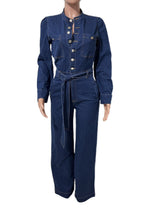 Long-Sleeve Wide-Leg Denim Jumpsuit Lavish Daily