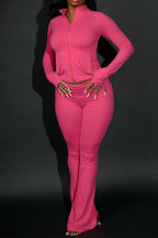 Sculpted Foldover Waist Flare Pants Set Lavish Daily