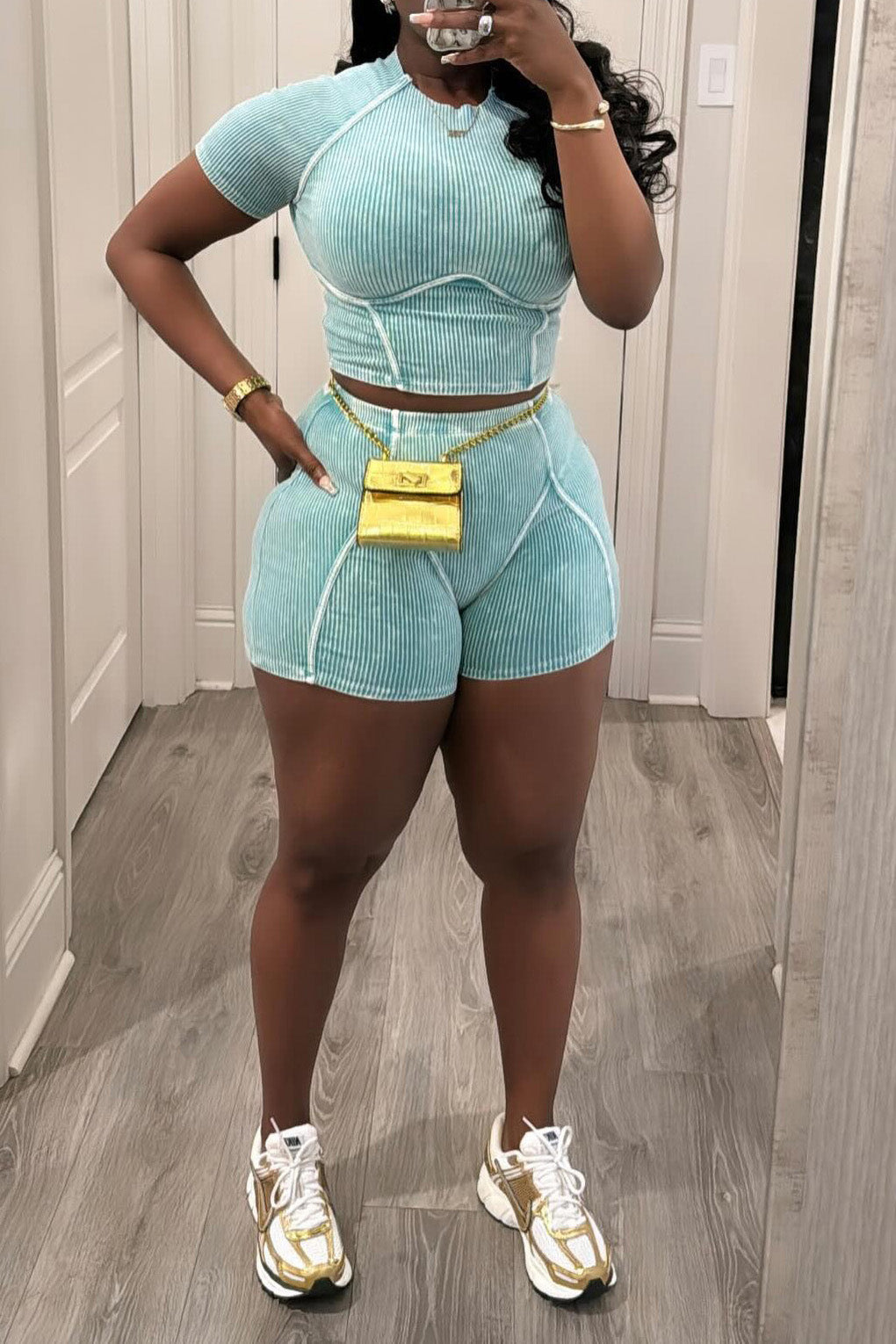 Washed Short Sleeve Top & Shorts Set Lavish Daily