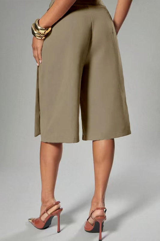 Asymmetrical Wrap Tie-Waist Culottes Lavish Daily