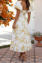 Seaside Printed Puff Sleeve Dress Lavish Daily