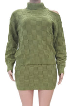 Turtleneck Cutout Sweater & Skirt Set Lavish Daily