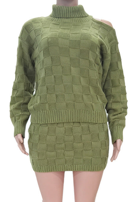 Turtleneck Cutout Sweater & Skirt Set Lavish Daily