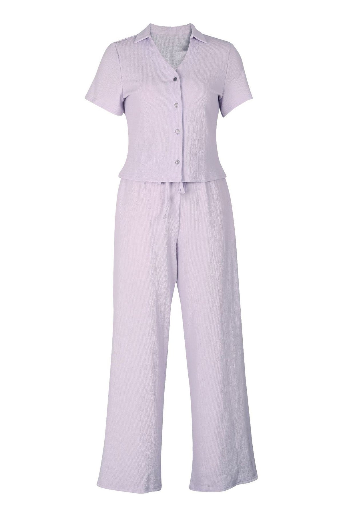 Breathable V-Neck Crinkle Top Set Lavish Daily