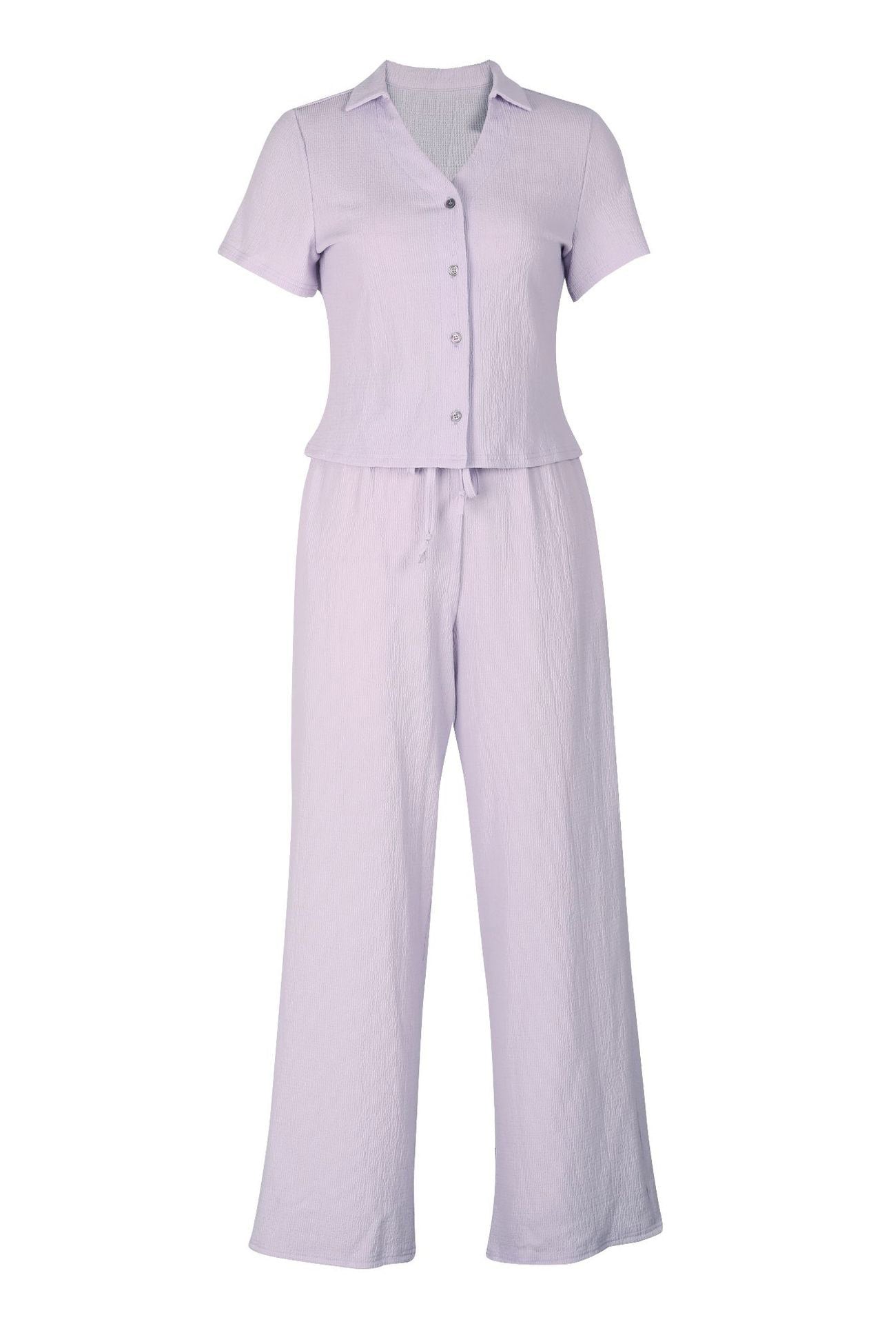 Breathable V-Neck Crinkle Top Set Lavish Daily