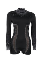 Rhinestone Sheer Stretch Romper Lavish Daily