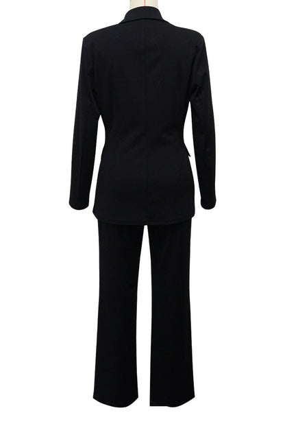 Double-Breasted Blazer & Wide-Leg Pants Set Lavish Daily