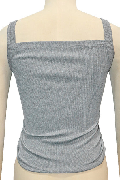 Buckle Moto Strap V-Neck Ribbed Cami Top Lavish Daily