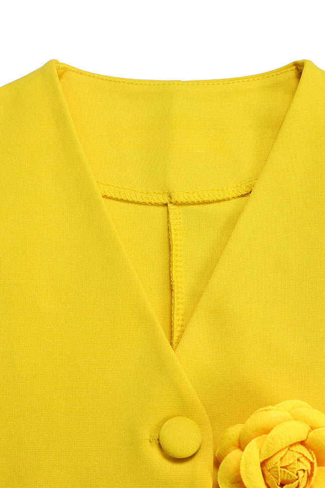 V-Neck Button Front Solid Color Midi Dress Lavish Daily