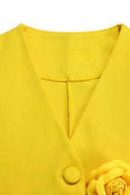 V-Neck Button Front Solid Color Midi Dress Lavish Daily