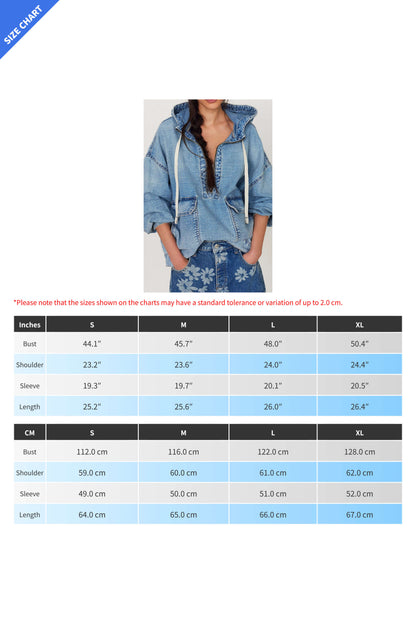 Half Zip Denim Hoodie Pullover Jacket Lavish Daily
