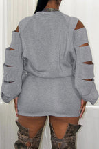Ripped Loose Top & Fitted Mini Skirt Set Lavish Daily