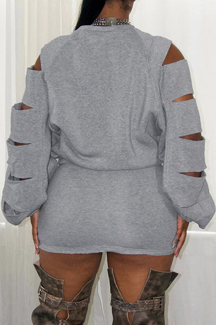 Ripped Loose Top & Fitted Mini Skirt Set Lavish Daily