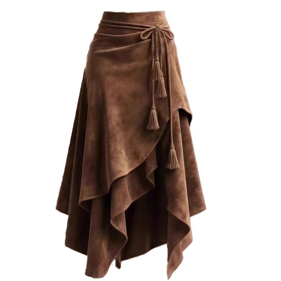 Retro Western Irregular Design Skirt LavishDaily