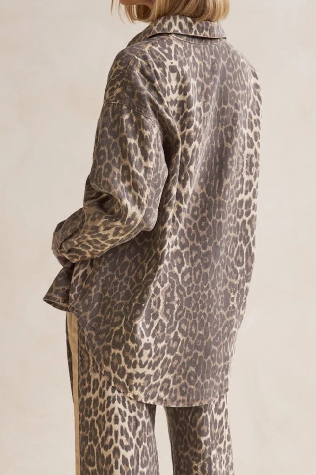 Leopard Print Short Sleeve Mini Shirt Dress Lavish Daily