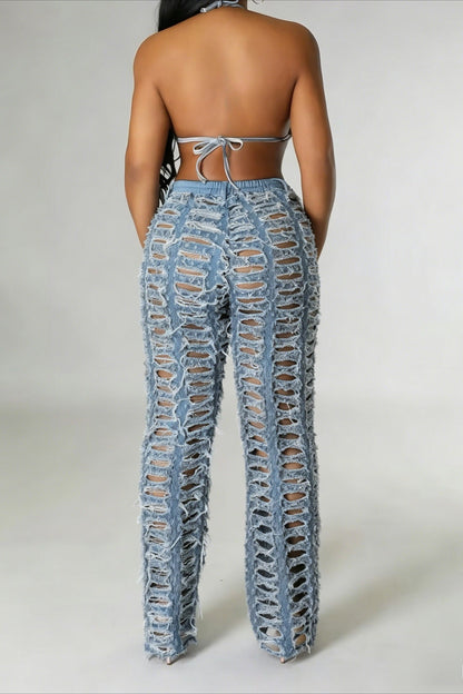 Extreme Shredded Denim Pants Lavish Daily