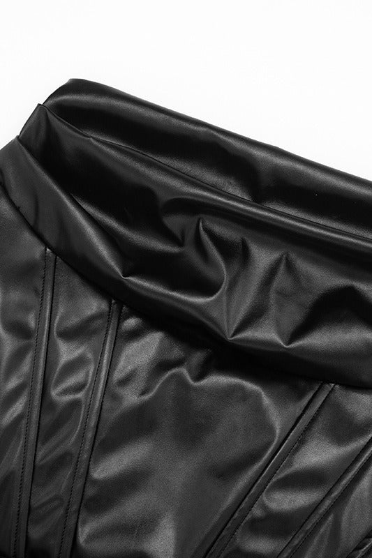 Ruched Leather Bodycon Mini Dress LavishDaily