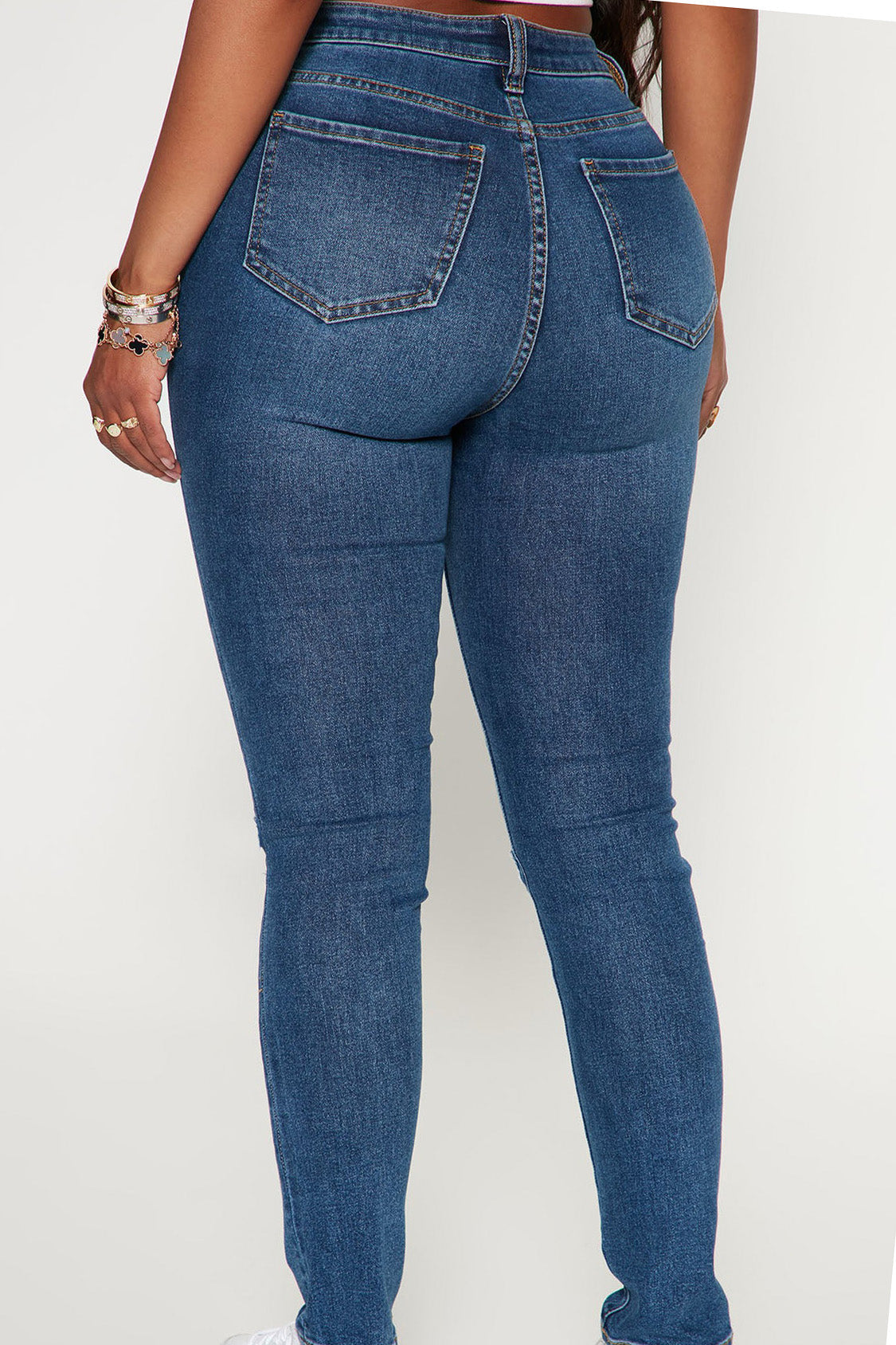 Blue High Waisted Skinny Jeans Lavish Daily