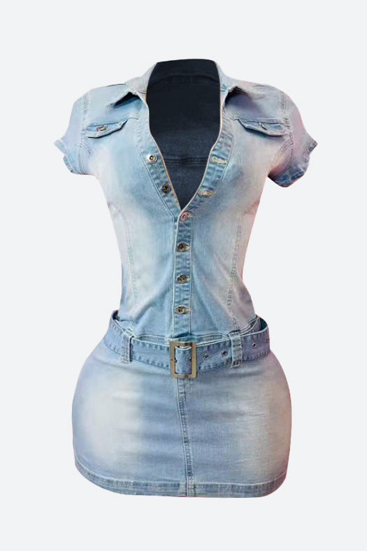 Stretchy Denim Bodycon Dress Lavish Daily