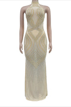 Rhinestone Beaded Floor-Length Evening Gown Lavish Daily