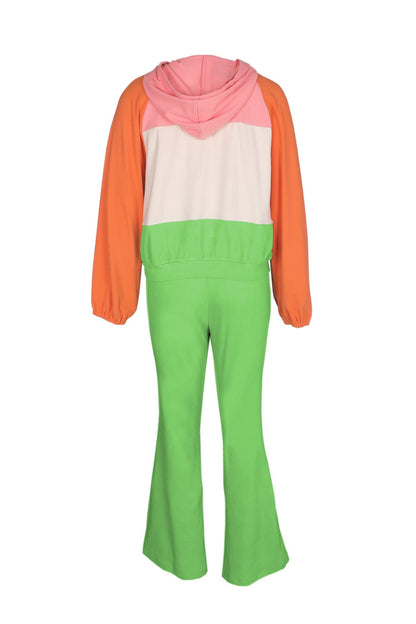 Zip-Front Contrast Panel Track Pants Set Lavish Daily