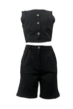 V-Neck Button Vest Top and Shorts 2-Piece Set Lavish Daily