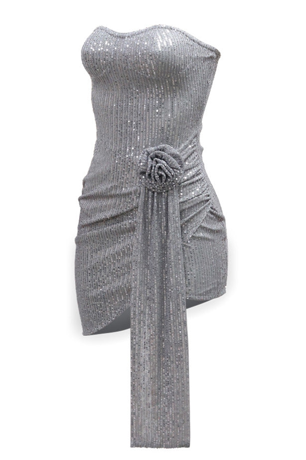 Sequin Strapless Bodycon Party Mini Dress Lavish Daily