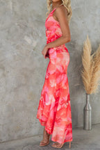 Off-Shoulder Floral Slim Irregular Maxi Dress Lavish Daily