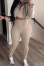 Zip-Up Crop Top Leggings Set Lavish Daily