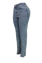 Rhinestone Skinny Raw Hem Jeans Lavish Daily