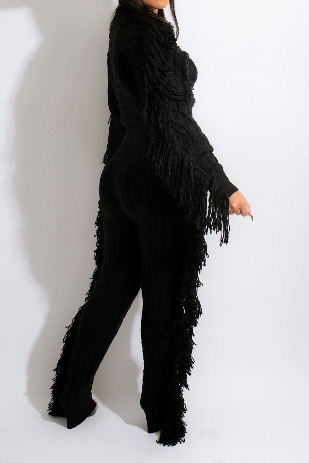 Knit Fringe Pants Set Lavish Daily