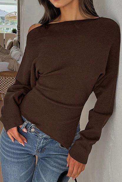 Asymmetrical Long Sleeve T-Shirt Lavish Daily