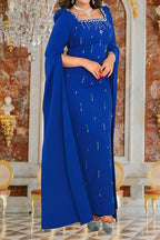 Crystal Embellished Cape Sleeve Maxi Dress LavishDaily