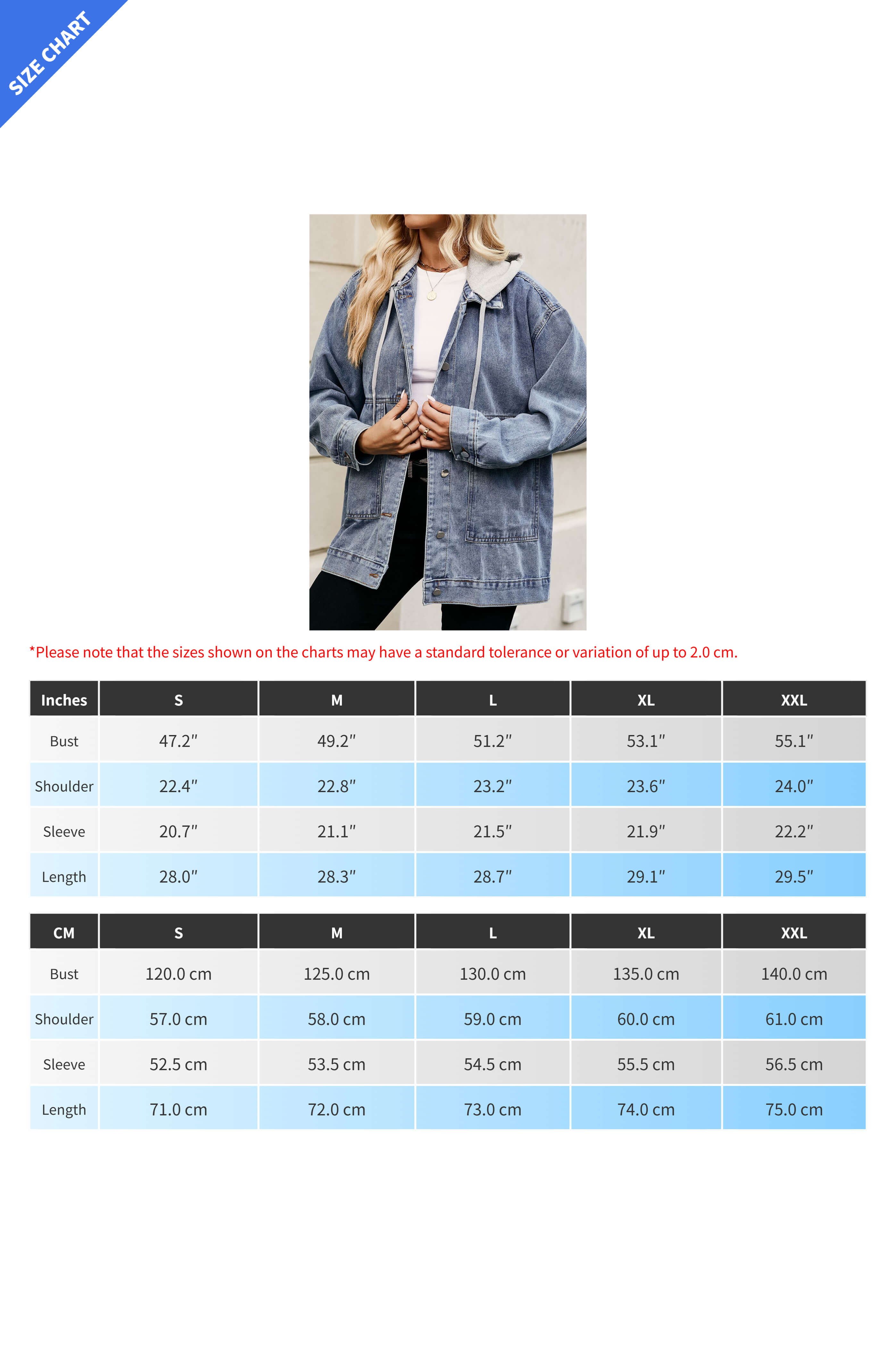 Oversized Denim Jacket with Detachable Hood Lavish Daily