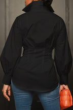 Collar Button Long Sleeve Blouse Lavish Daily