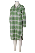 Contrast Plaid Slit Shacket Lavish Daily