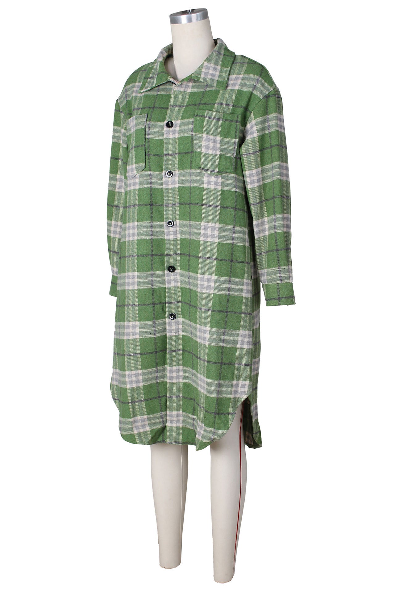 Contrast Plaid Slit Shacket Lavish Daily